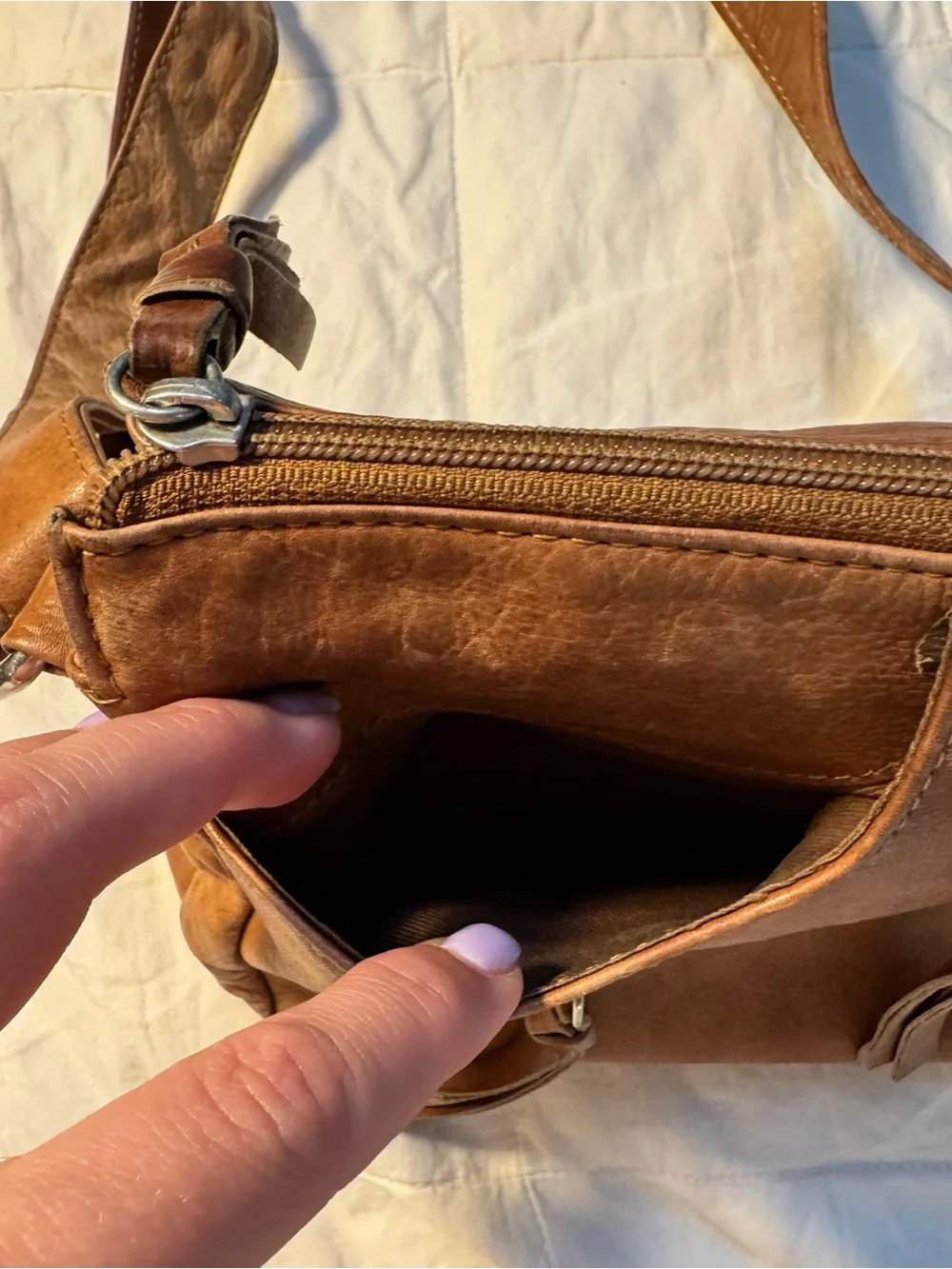 Y2K Great American Leather Works Genuine Leather Crossbody Bag